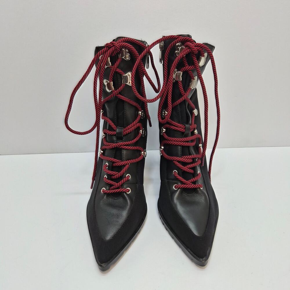 Witchy Black Leather Heeled Pointed Toe Boots Size 9.5 Goth Halloween Goth